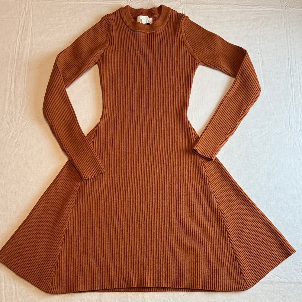 Pinch Women's Terracotta  Brown Crewneck Long Sleeve Sweater Dress Size S